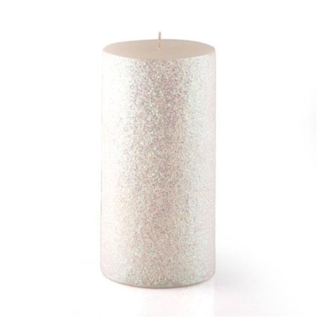 Jeco CPZ-167 3 X 6 In. Glitter Pillar Candle; Metallic White